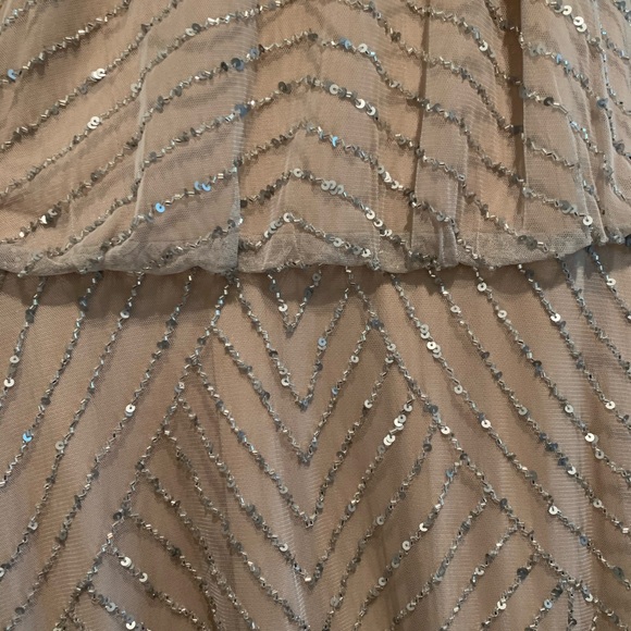 Adrianna Papell Long Nude Beaded Halter Neckline - Picture 4 of 8